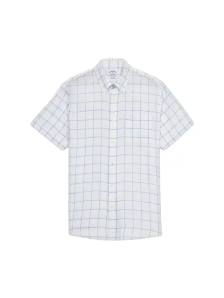 Lniana koszula Brooks Brothers w kratę biała