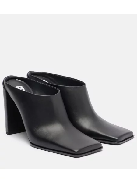 Papuci tip mules Alaïa din piele negru