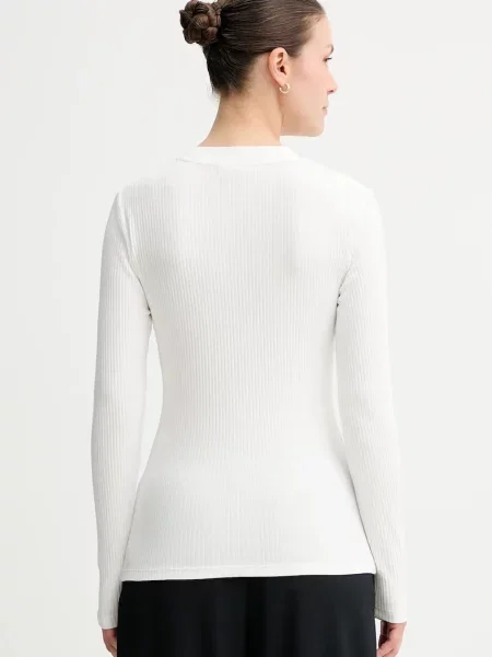 Bluzka z długim rękawem o kroju slim fit z mieszanki bawełny Marc O'polo Denim biała