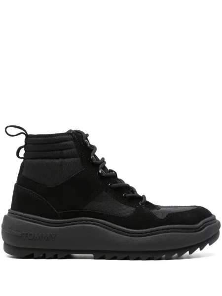 Botine Tommy Jeans cu șireturi din dantelă negru
