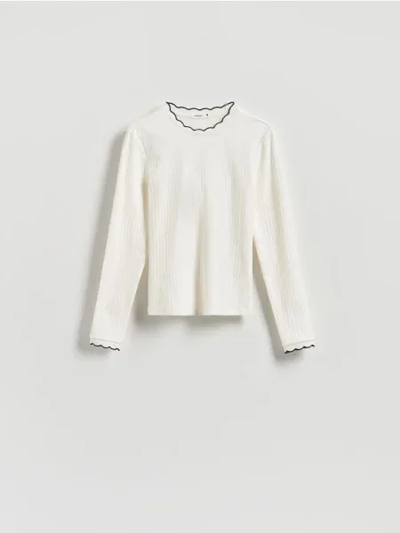 Reserved Блузка с контрастной каймой кремовий 