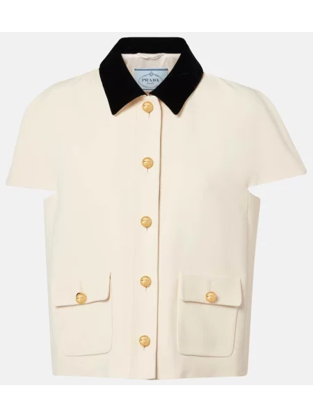 Aksamitny top Prada biały