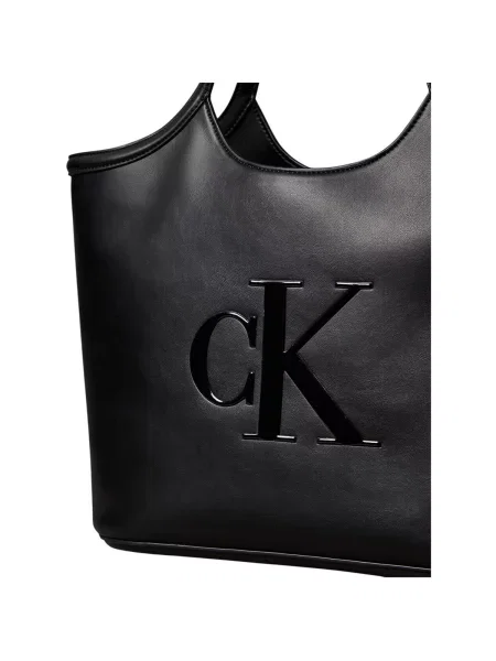 Džínsy Calvin Klein z ekologickej kože čierna