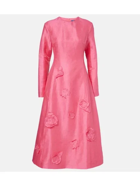 Sukienka koktajlowa Leo Lin w kwiatki garniturowa różowa