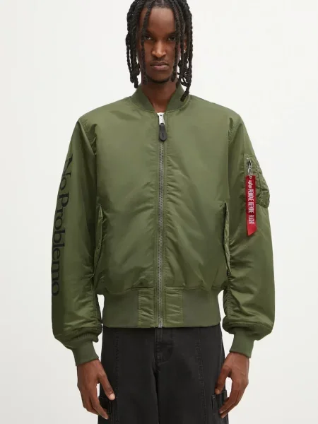 No Problemo Αναστρέψιμο μπουφάν bomber No Problemo x Alpha Industries No War πράσινο
