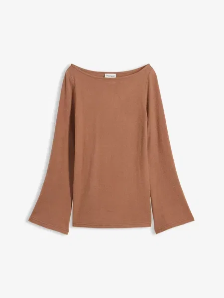 Bluzka z długim rękawem z miękkiej mieszanki brązowa