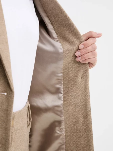 Піджак з домішкою вовни Fracomina однобортний однотонний бежевий