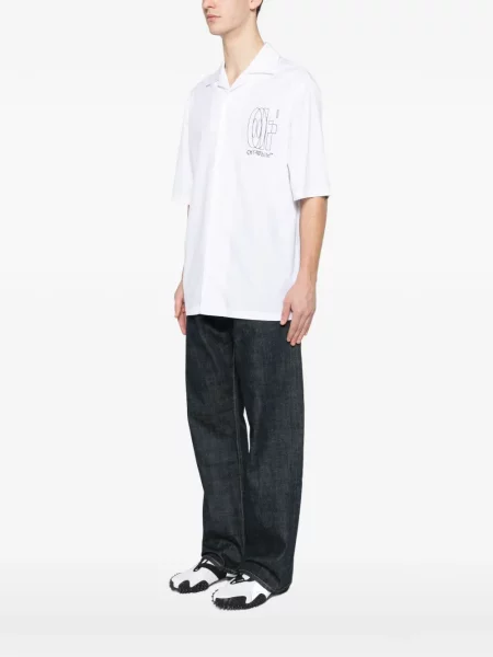 Cămașă Off-white cu imagine scurtă alb
