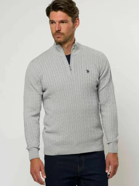 U.S. POLO ASSN. Pulóver UMAmir melír szürke