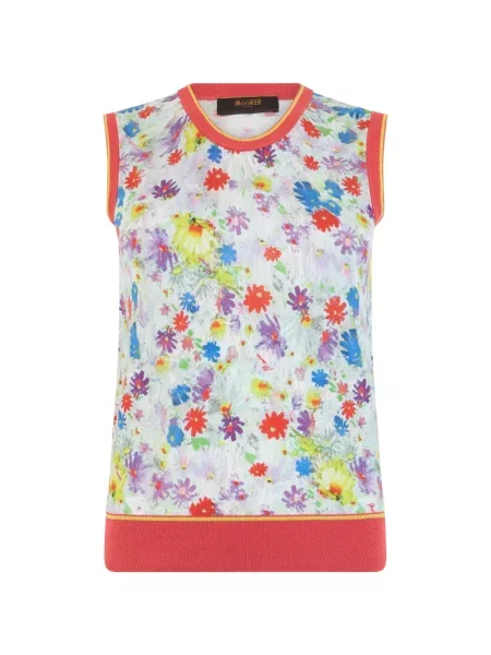 Vestă Moorer cu model floral cu imagine alb