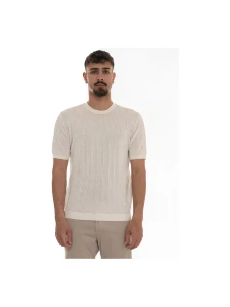 Sweter Emporio Armani z krótkim rękawem ażurowy biały