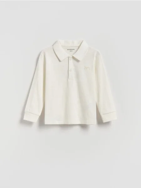 Reserved Longsleeve polo złamana biel