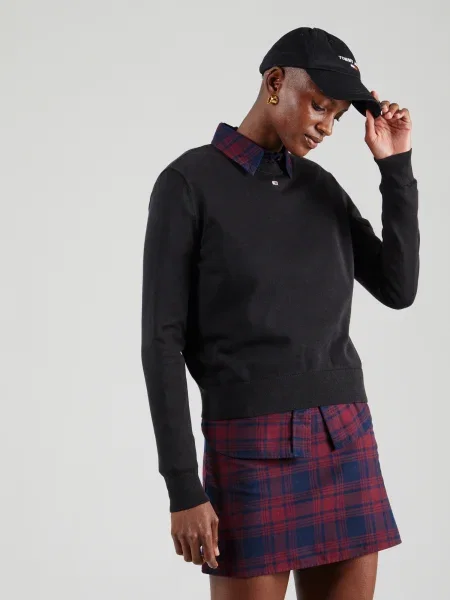 Tommy Jeans Pulover Essential' negru
