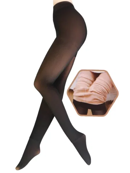 Sokisahtel Καλσόν FLAIR black tights with a inside μπεζ μαύρο