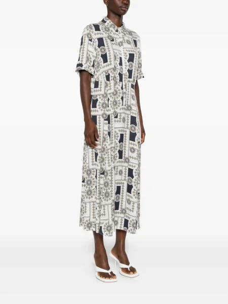 Rochie midi Marc O'polo cu imagine cu imprimeu geometric până la genunchi alb