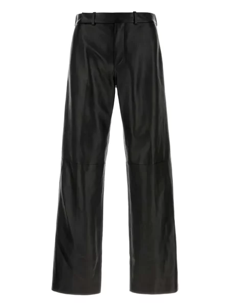 Pantaloni de piele Fendi din piele negru