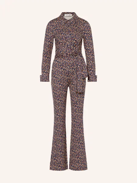 Diane Von Furstenberg Overal Michele Z Džersího Úpletu / tmavě červená / tmavě modrá béžová