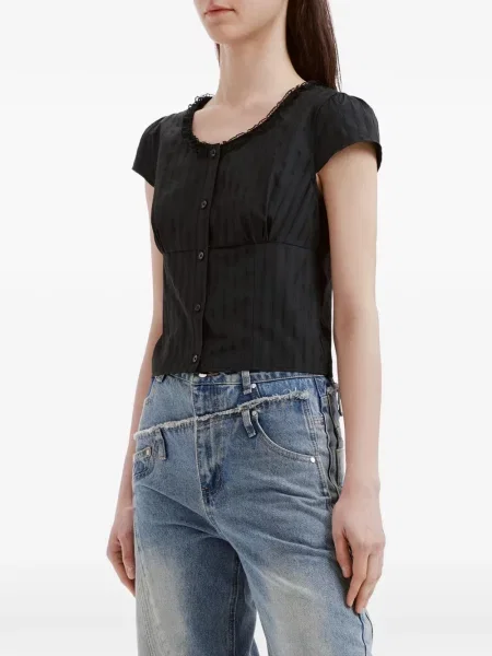 Top Tout A Coup din dantelă negru