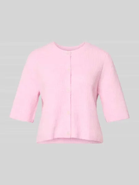 Kurtka z dzianiny o kroju regular fit z dodatkiem wełny model ‘SILLY’ Pieces różowa