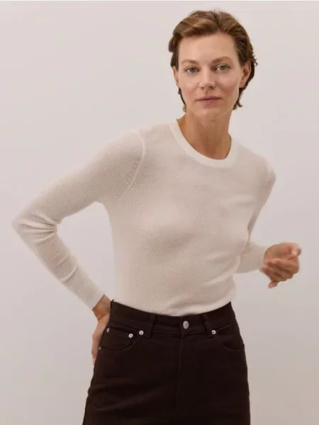 Reserved Блузка з вовни мерино кремовий 