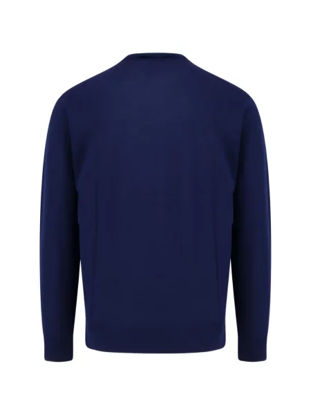 Pulover Bramani Cashmere de lână cu decolteu rotund albastru