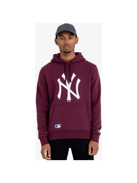 Bordowa bluza z kapturem New Era MLB Regular Mid Logo New York Yankees XS biała