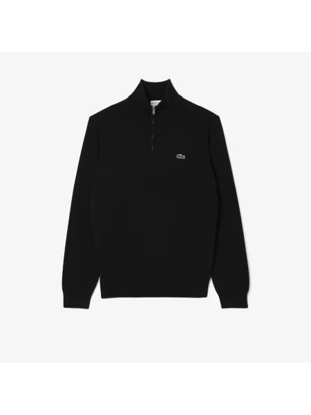 Lacoste Dzianinowa Bluza Regular Fit Ze Stójką I Długimi Rękawami czarna