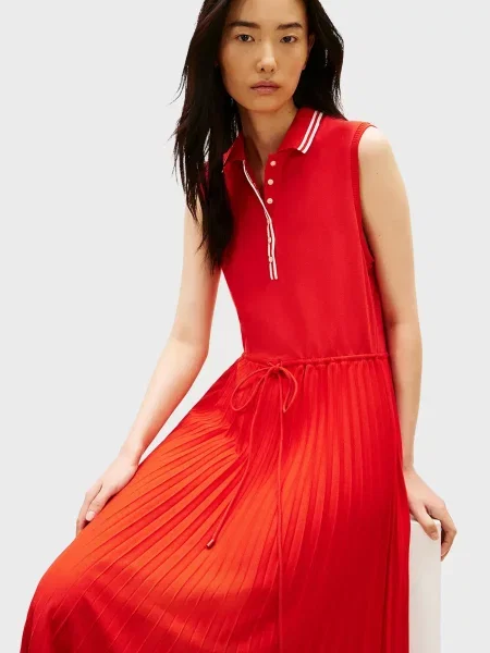 Плиссированное платье Tommy Hilfiger красное