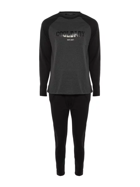 Trendyol Pijama lungă gri metalic negru