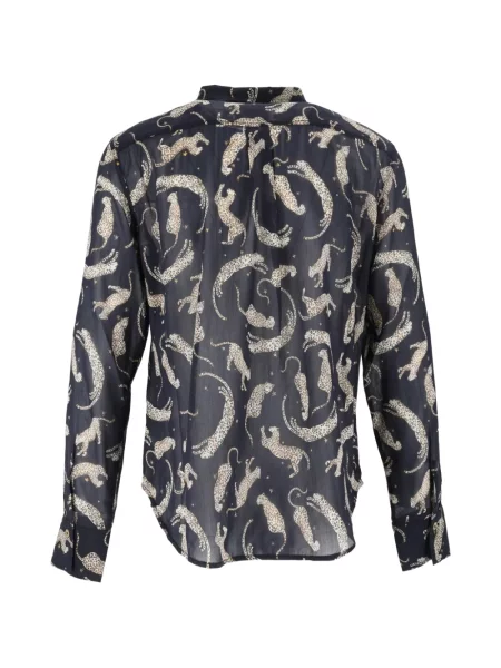 Lung cămașă Forte_forte cu imagine cu model leopard negru