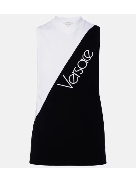 Top Versace cu broderie negru