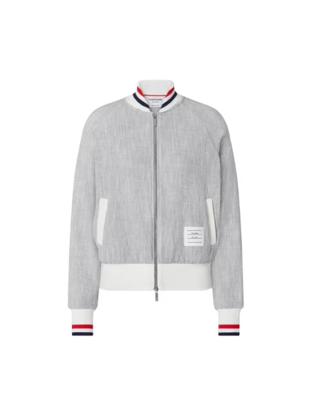Kurtka bomber Thom Browne tweedowy szary