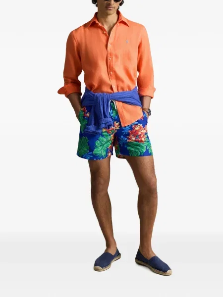 Prugasta lanena šilterica Polo Ralph Lauren bijela