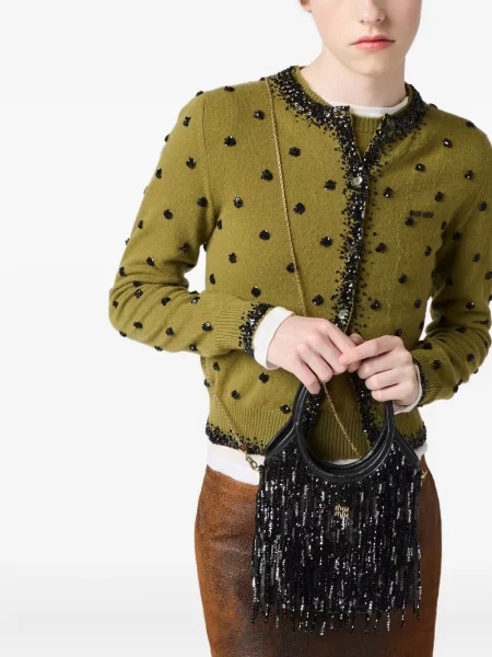 Mini rankinė Miu Miu su blizgučiais juoda