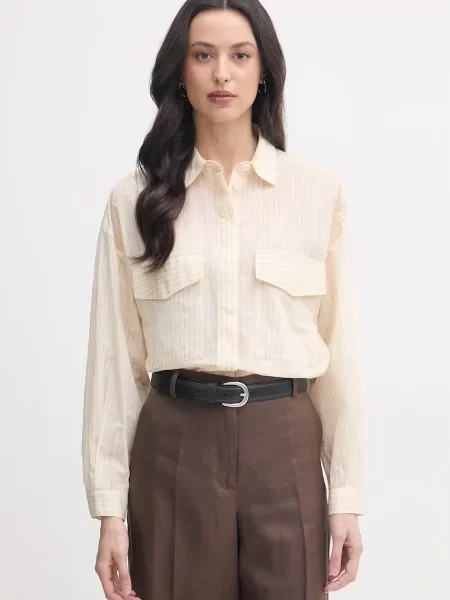 United Colors of Benetton koszula z bawełną beżowa