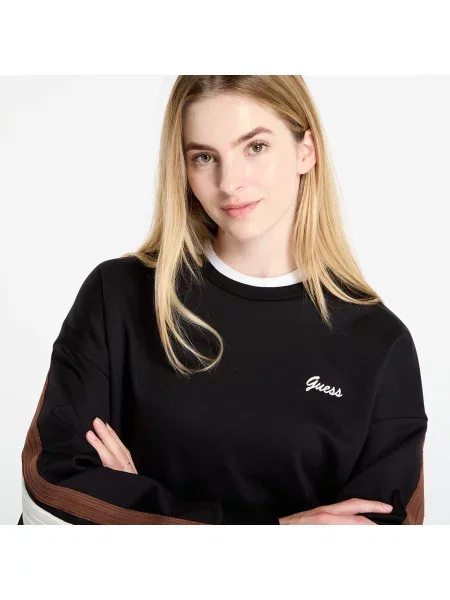Φούτερ GUESS Fabia Cn Sweatshirt Black M μαύρο