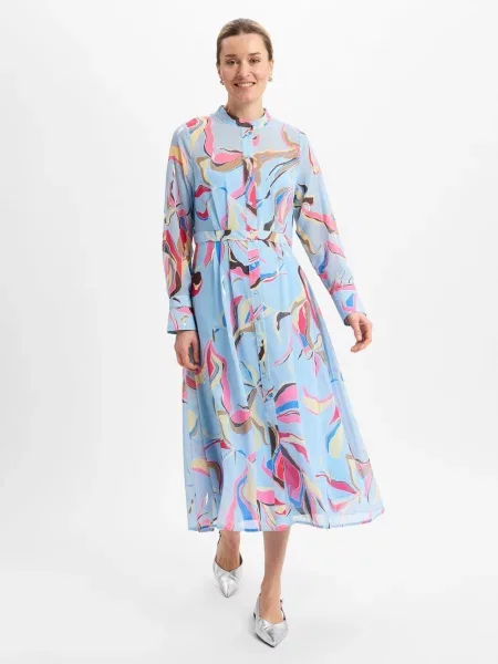 Nümph Sukienka NUKyndal Kobiety Sztuczne włókno niebieski|wielokolorowy wzorzysty 36 niebieska