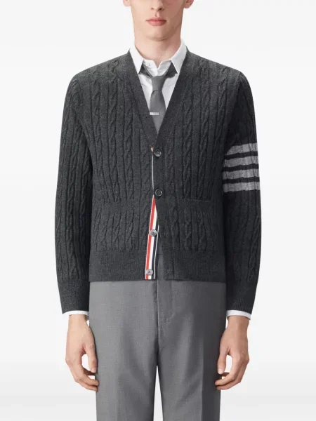 Cardigan Thom Browne din cașmir gri