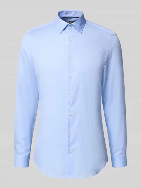 Koszula biznesowa o kroju slim fit z kołnierzykiem typu kent Jake*s błękitna
