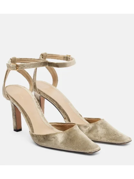 Pantofi cu toc The Row de catifea maro