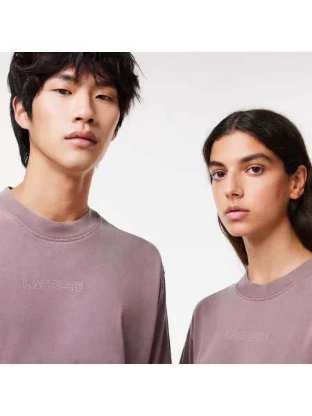 Lacoste Koszulka Loose Fit Jersey fioletowa