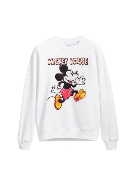 Desigual Mikina Avery Mickey Écru biela