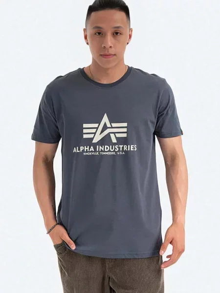 Alpha Industries tricou din gri cu imprimeu negru