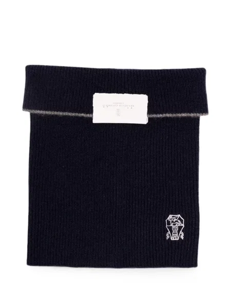 Fular Brunello Cucinelli cu broderie albastru