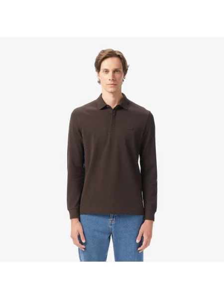 Lacoste Elastyczna Koszulka Polo Paris Regular Fit I Piqué brązowa