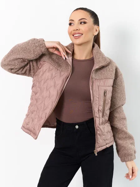 Демісезонна куртка ISSA Plus комбінований верх бежевий