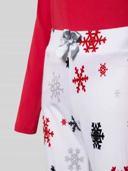 Piżama o luźnym kroju z wiązanym detalem model Winterzauber' Louis & Louisa czerwona