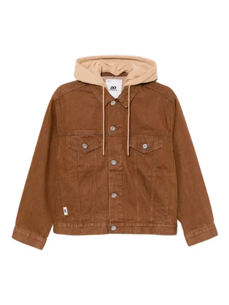 Kurtka jeansowa :chocoolate z łatami brązowa