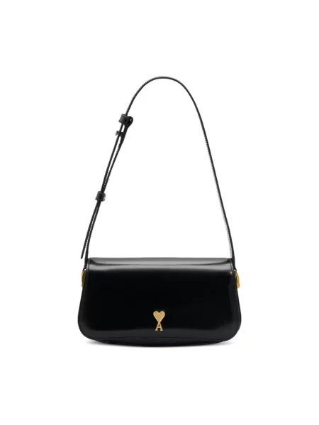 Torebka skórzana Ami Paris skórzana czarna