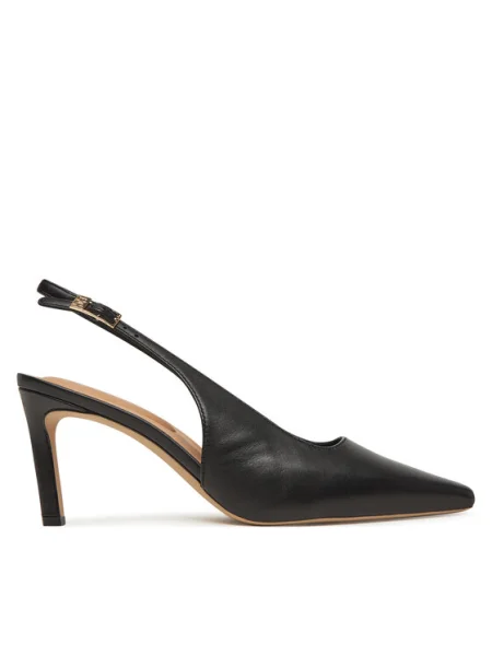 Кожени обувки с тънък Tommy Hilfiger SQUARED TOE HIGH HEEL SLINGBACK черно